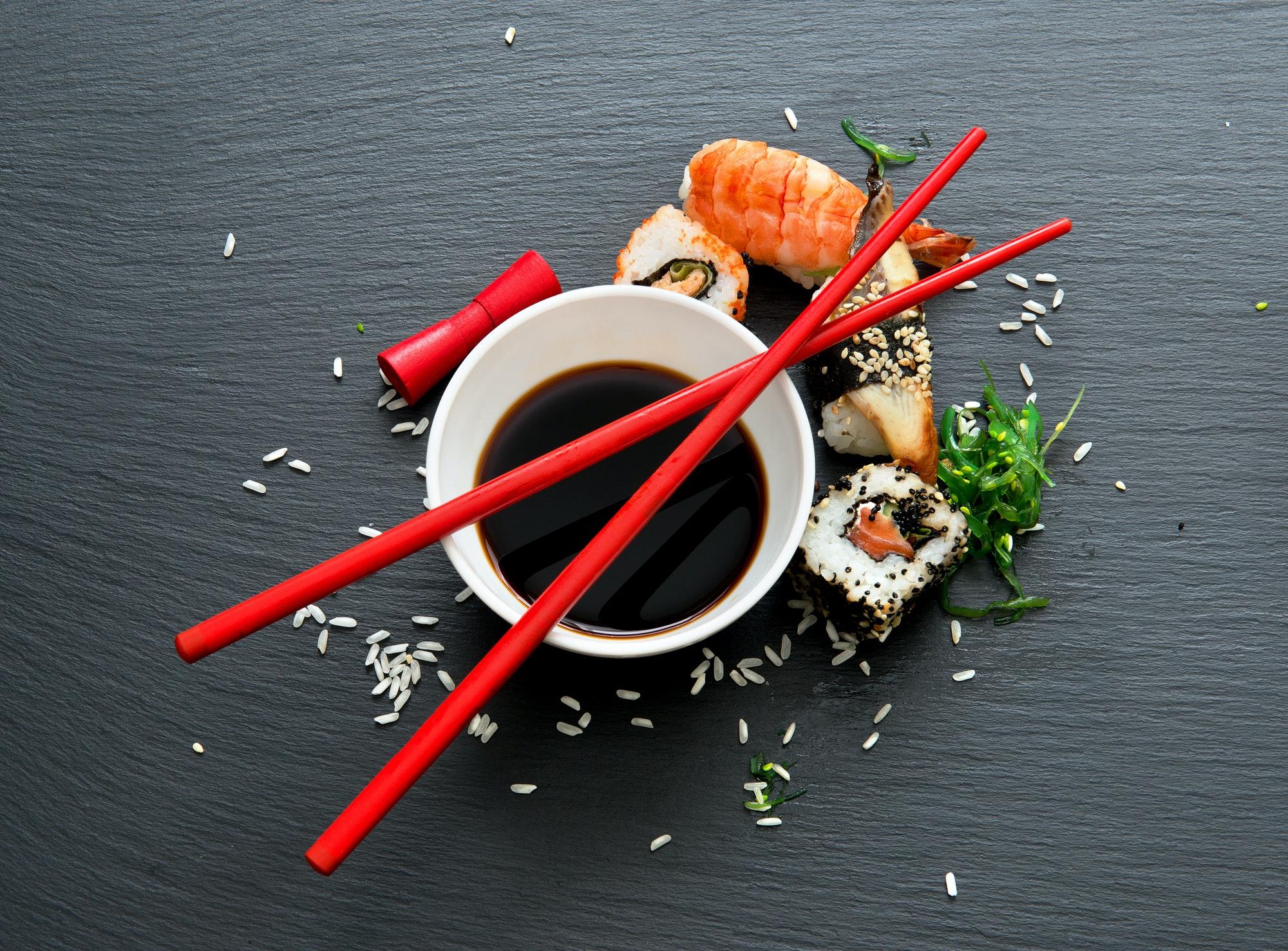 Sushi with soy